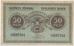 Банкнота. Финляндия. 50 пенни 1918 год. Тип 34 (7).