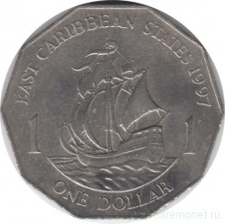 Монета. Восточные Карибские государства. 1 доллар 1997 год.