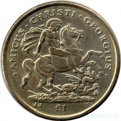 Монета. Гибралтар. 1 фунт 2003 год. 1700 лет со дня смерти Святого Георгия.
