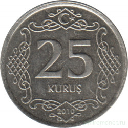 Монета. Турция. 25 курушей 2010 год.
