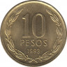 Монета. Чили. 10 песо 1993 год. ав.