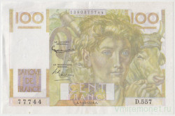 Банкнота. Франция. 100 франков 1953 год. Тип 128d.