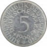 Монета. ФРГ. 5 марок 1966 год. Монетный двор - Карлсруэ (G). ав.
