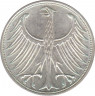 Монета. ФРГ. 5 марок 1966 год. Монетный двор - Карлсруэ (G). рев.