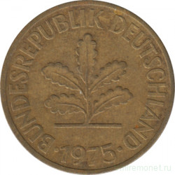 Монета. ФРГ. 10 пфеннигов 1975 год. Монетный двор - Гамбург (J).
