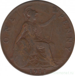 Монета. Великобритания. 1 пенни 1911 год.