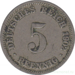 Монета. Германия (Германская империя 1871-1922). 5 пфеннигов 1902 год. (D).