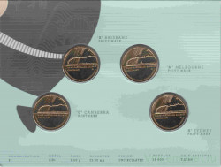 Монета. Австралия. Набор 4 штуки. 1 доллар 2017 год. 100 лет Транс-Австралийской железной дороге. Все монетные дворы.