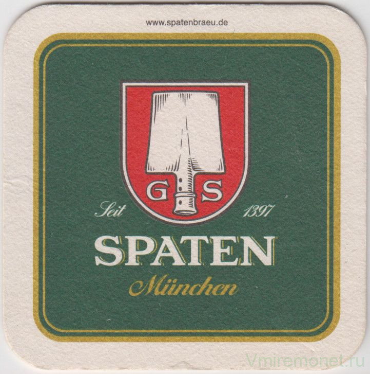 Подставка. Пиво  "Spaten". (Зелёная, маленькая).