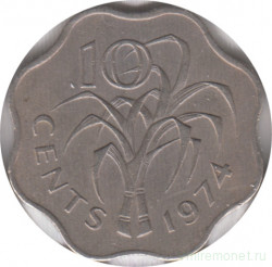 Монета. Свазиленд. 10 центов 1974 год.