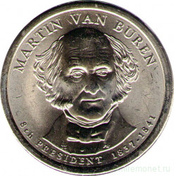Монета. США. 1 доллар 2008 год. Президент США № 8, Мартин Ван Бюрен. Монетный двор P.