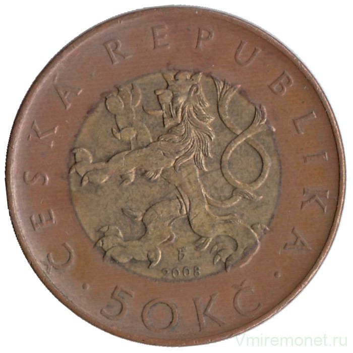 Монета. Чехия. 50 крон 2008 год.
