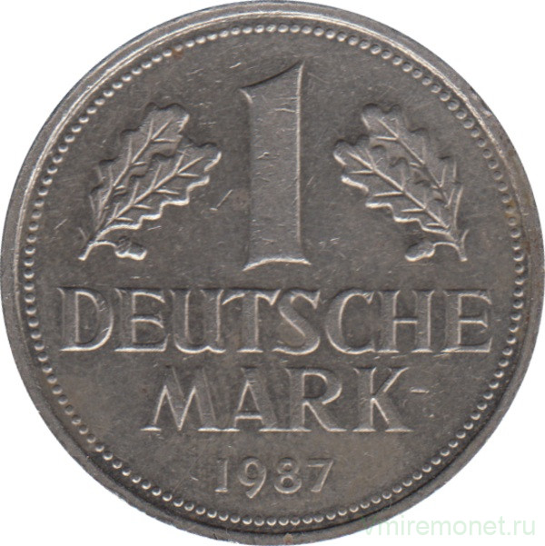 Монета. ФРГ. 1 марка 1987 год. Монетный двор - Карлсруэ (G).