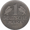 Монета. ФРГ. 1 марка 1987 год. Монетный двор - Карлсруэ (G). ав.