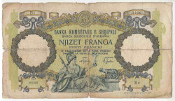 Банкнота. Албания. 20 франгов 1939 год. Тип 7.