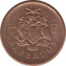 Монета. Барбадос. 1 цент 2012 год. ав.