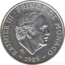 Монета. Монако. 100 франков 1989 год. 40 лет правления Ренье III.