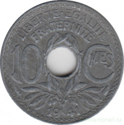 Монета. Франция. 10 сантимов 1941 год. mes без подчеркивания.
