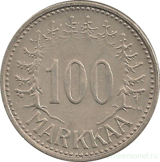 Монета. Финляндия. 100 марок 1956 год.