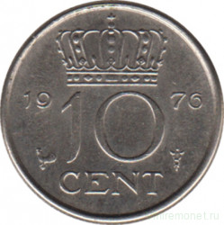 Монета. Нидерланды. 10 центов 1976 год.