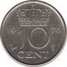 Монета. Нидерланды. 10 центов 1976 год.