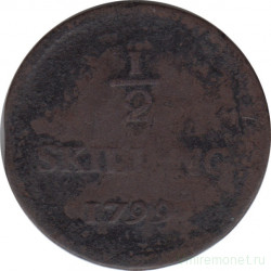 Монета. Швеция. 1/2 скиллинга 1799 год.