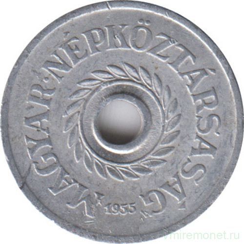 Монета. Венгрия. 2 филлера 1955 год.