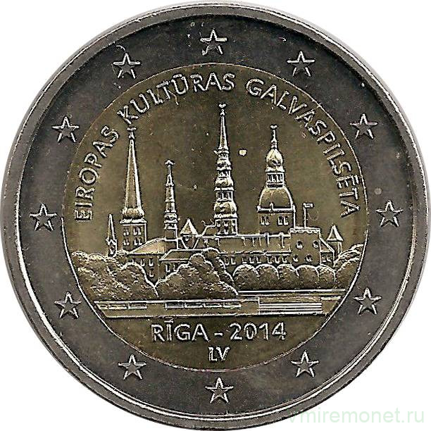 Монета. Латвия. 2 евро 2014 год. Рига - культурная столица Европы.