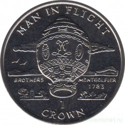 Монета. Великобритания. Остров Мэн. 1 крона 1995 год. Человек в полёте.  Братья Монгольфье.