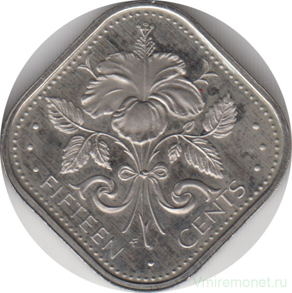 Монета. Багамские острова. 15 центов 1974 год.