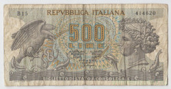 Банкнота. Италия. 500 лир 1967 год.