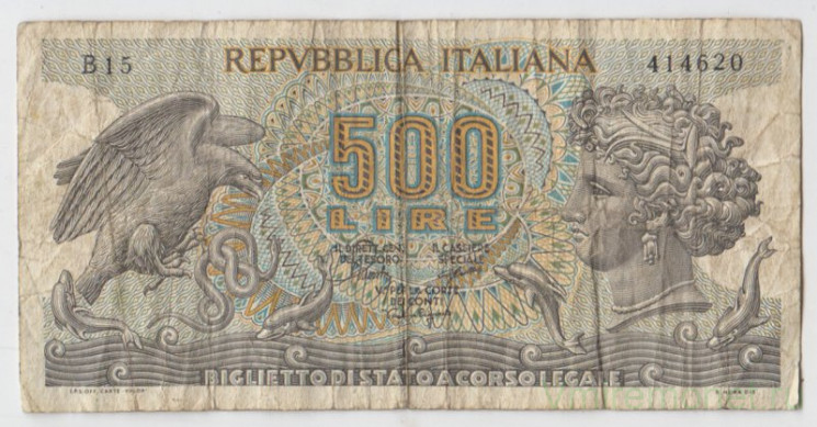 Банкнота. Италия. 500 лир 1967 год.