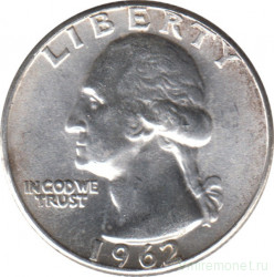 Монета. США. 25 центов 1962 год.
