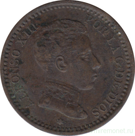 Монета. Испания. 2 сентимо 1904 год.