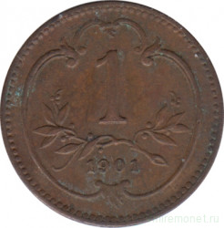 Монета. Австро-Венгерская империя. 1 геллер 1901 год.