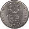 Аверс. Монета. Швеция. 2 кроны 1969 год.