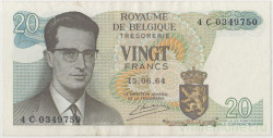 Банкнота. Бельгия. 20 франков 1964 год. Тип 138 (3).