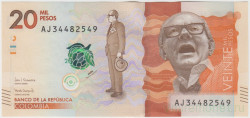 Банкнота. Колумбия. 20000 песо 2018 год. Тип 461.
