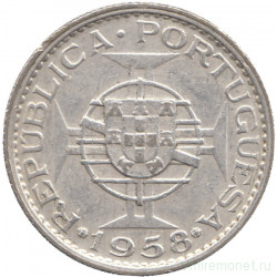 Монета. Тимор. 3 эскудо 1958 год.