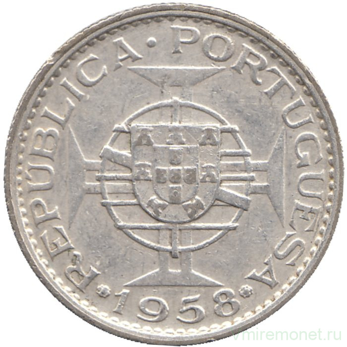 Монета. Тимор. 3 эскудо 1958 год.