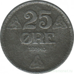 Монета. Норвегия. 25 эре 1943 год.