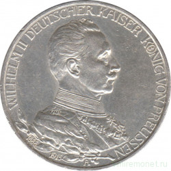 Монета. Германская империя. Пруссия. 3 марки 1913 год. 25 лет правлению Вильгельма II.