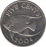Монета. Бермудские острова. 5 центов 2004 год. ав.