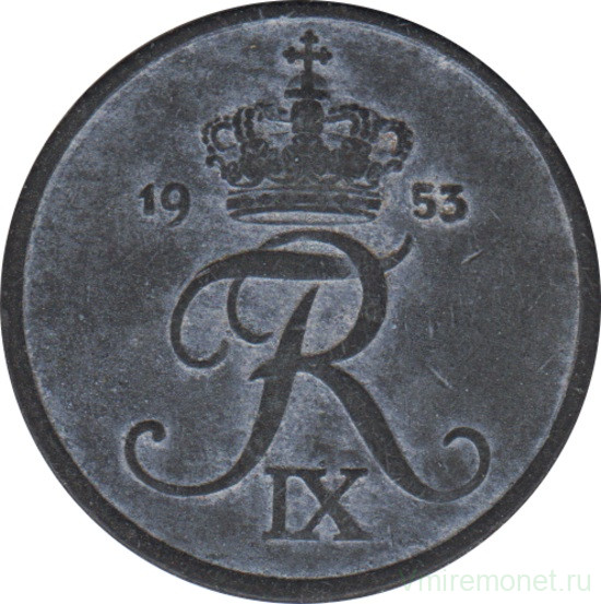 Монета. Дания. 2 эре 1953 год.