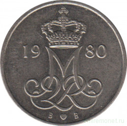 Монета. Дания. 10 эре 1980 год.