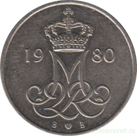 Монета. Дания. 10 эре 1980 год.