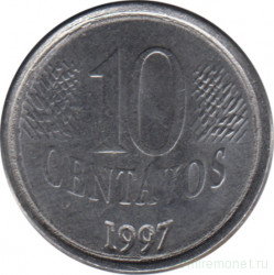 Монета. Бразилия. 10 сентаво 1997 год.