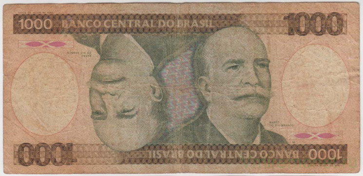 Банкнота. Бразилия. 1000 крузейро 1981 год. Тип 201b.