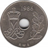  Монета. Дания. 25 эре 1986 год. ав.