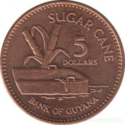 Монета. Гайана. 5 долларов 2018 год.